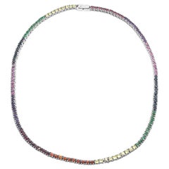 Rainbow Necklace in Gold with Gemstones