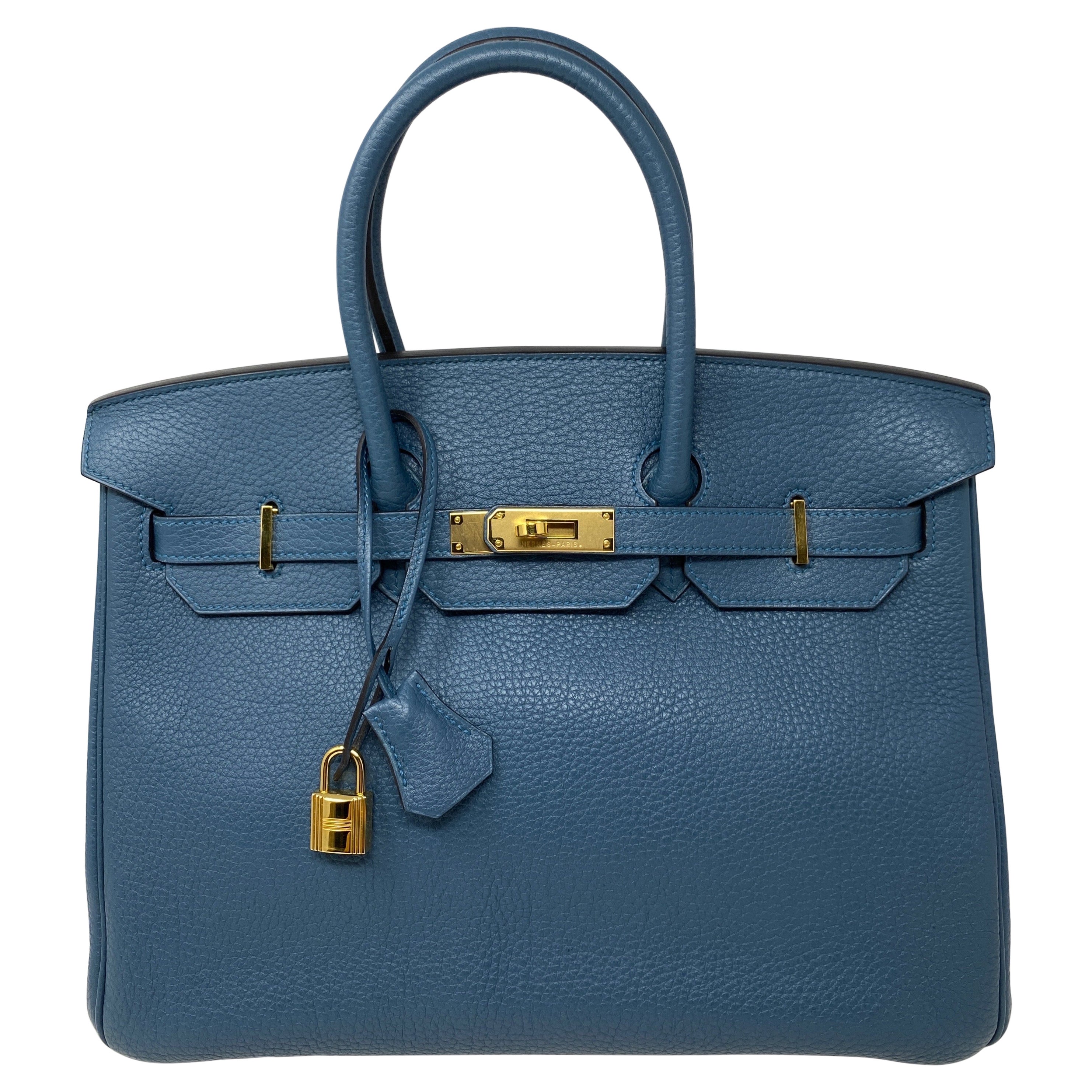 Hermes Birkin Blue Colvert Bag 