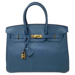 Hermes Birkin Blue Colvert Bag 