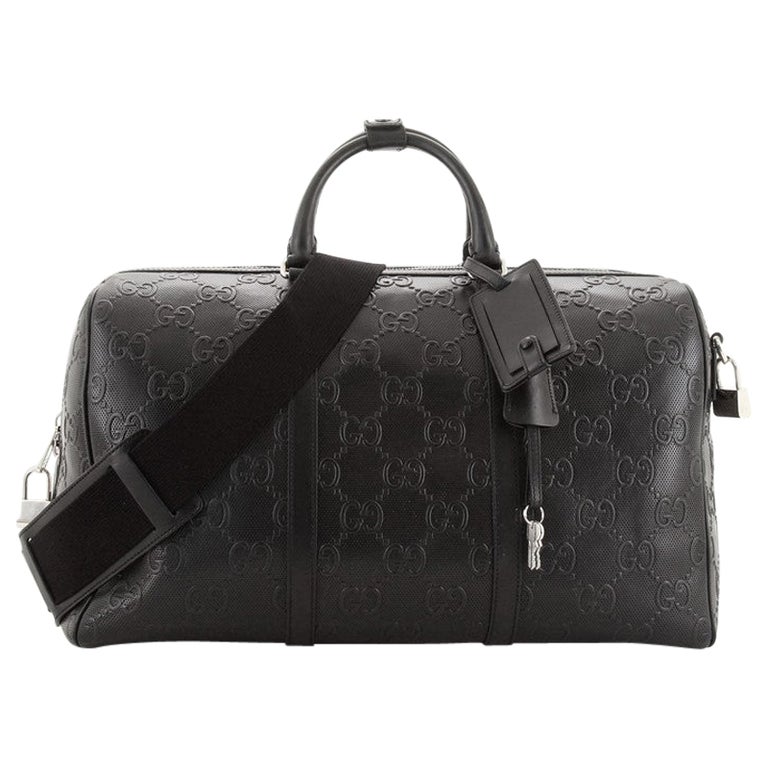 Gucci Convertible Duffle Bag GG Embossed Perforated Leather Large at ...