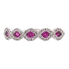 Ruby and Diamond Criss-Cross Gold Band Ring