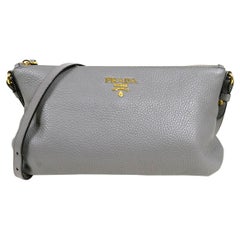 Prada Marmo Grey Leather Messenger Bag