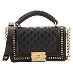 Chanel Chain Handle Boy Flap Bag Quilted Calfskin Small