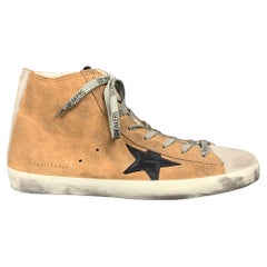 Used GOLDEN GOOSE Francy Size 10 Beige Distressed Suede High Top Sneakers