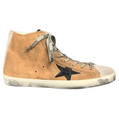 GOLDEN GOOSE Francy Size 10 Beige Distressed Suede High Top Sneakers