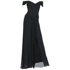 Vicky Tiel long Black Corseted Gown 3