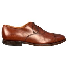 ALLEN EDMONDS Byron Size 15 Brown Leather Cap Toe Lace Up Shoes