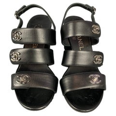 Chanel Black Leather House Slippers w/ CC sz 37 at 1stDibs  chanel house  slippers, chanel bedroom slippers, chanel slippers