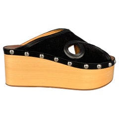 ISABEL MARANT Size 6 Black Suede Leather Studded Platform Sandals