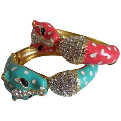 Stunning Enamel Diamante Glamour Panther Bracelets 