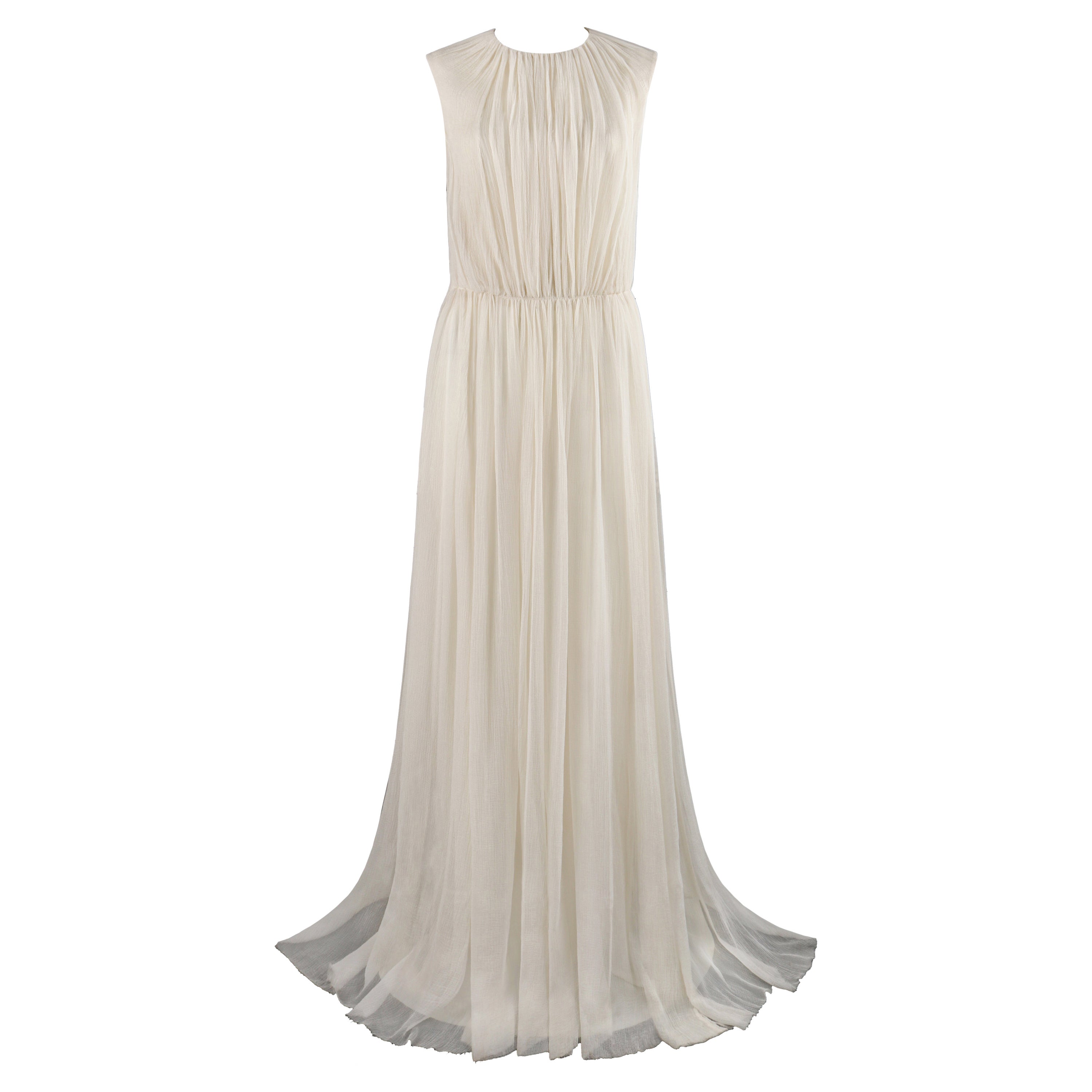 ALEXANDER McQUEEN S/S 2007 Ivory Silk Chiffon Full Length Ballgown Dress Gown For Sale