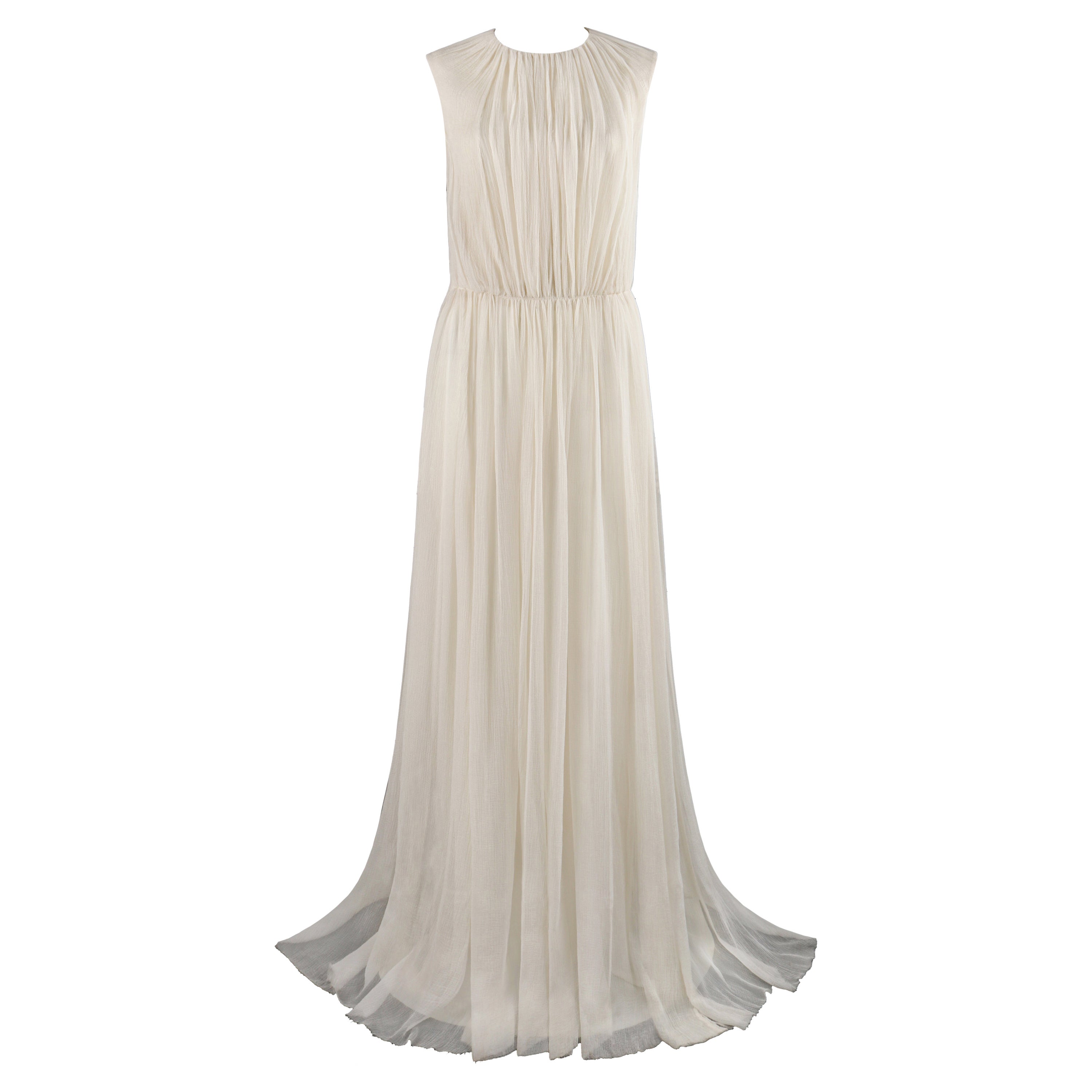 ALEXANDER McQUEEN S 2007 - Robe de bal longue en mousseline de soie ivoire en vente