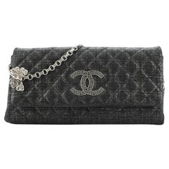 Chanel Schmetterling Kette Clutch gesteppt Glitter Stoff