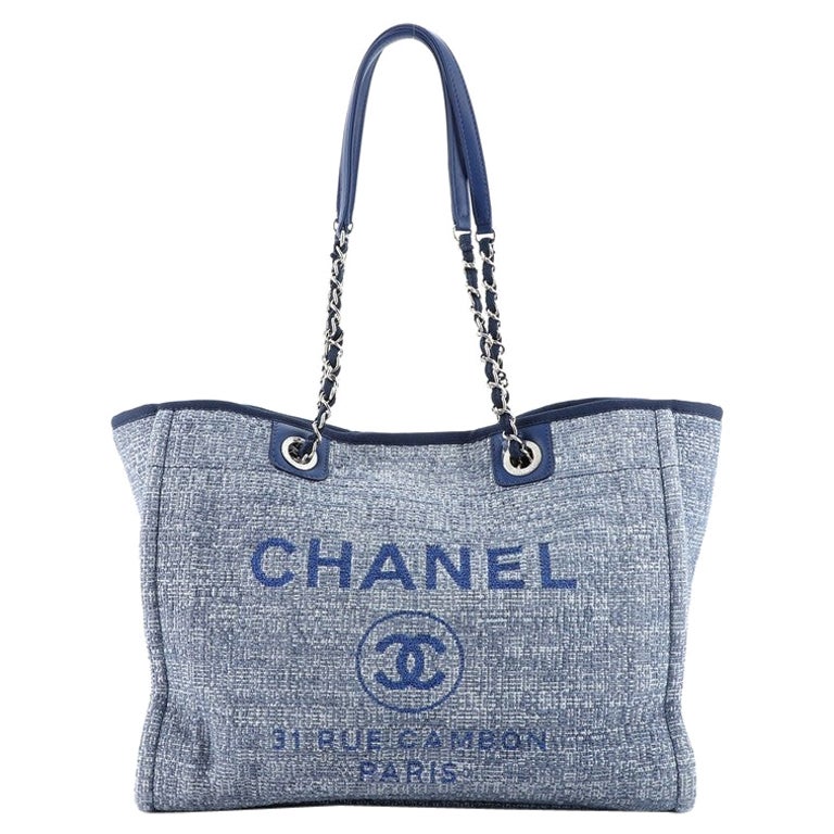 Chanel Deauville Tote Raffia with Glitter Detail Small at 1stDibs