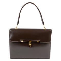 1970S Chocolate Boxcalf Hermes "Palonnier" Handbag
