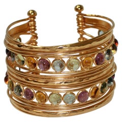 Pate de Verre and Gold Wire Thread Cuff