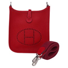 Hermes Evelyne III TPM Mini Bag Rouge Casaque Crossbody Clemence Palladium