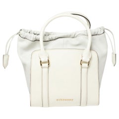 Burberry White Leather And Patent Leather Satchel