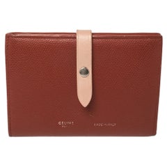 Celine Copper Brown/Pink Grained Leather Multifunction Strap Wallet