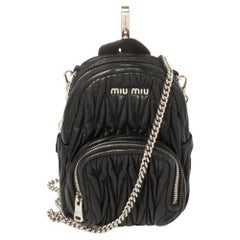 Miu Miu Black Matelassé Leather Mini Backpack