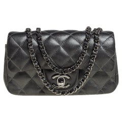 Chanel Metallic Dark Grey Quilted Leather Mini CC Flap Bag