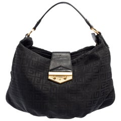 Givenchy Black Monogram Canvas And Leather Flap Hobo