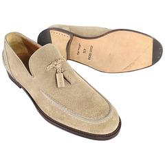 JIMMY CHOO Size 8.5 Gray Suede Tassel Loafers
