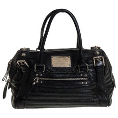 Dolce & Gabbana Black Metallic Leather Miss Easy Way Boston Bag