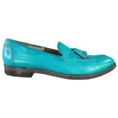 PAUL SMITH Size 9 Turquoise Leather Tassel Loafers