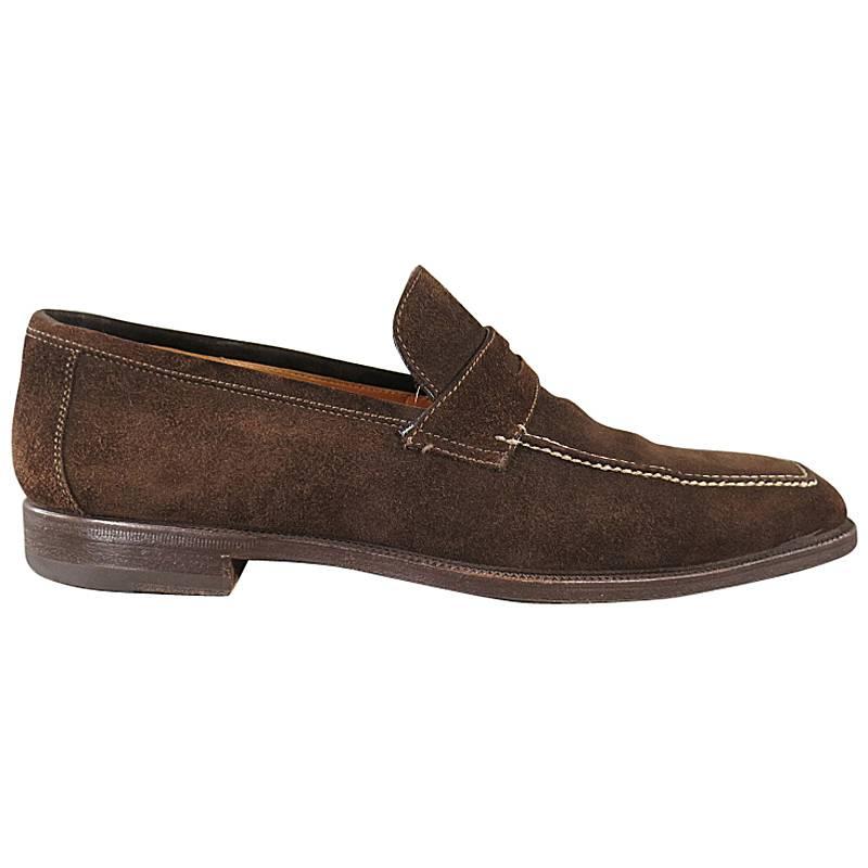 Sutor Mantelassi Brown Suede Penny Loafers, Size 8 