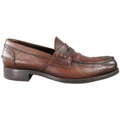 TOM FORD Size 10 Brown Leather Penny Loafers