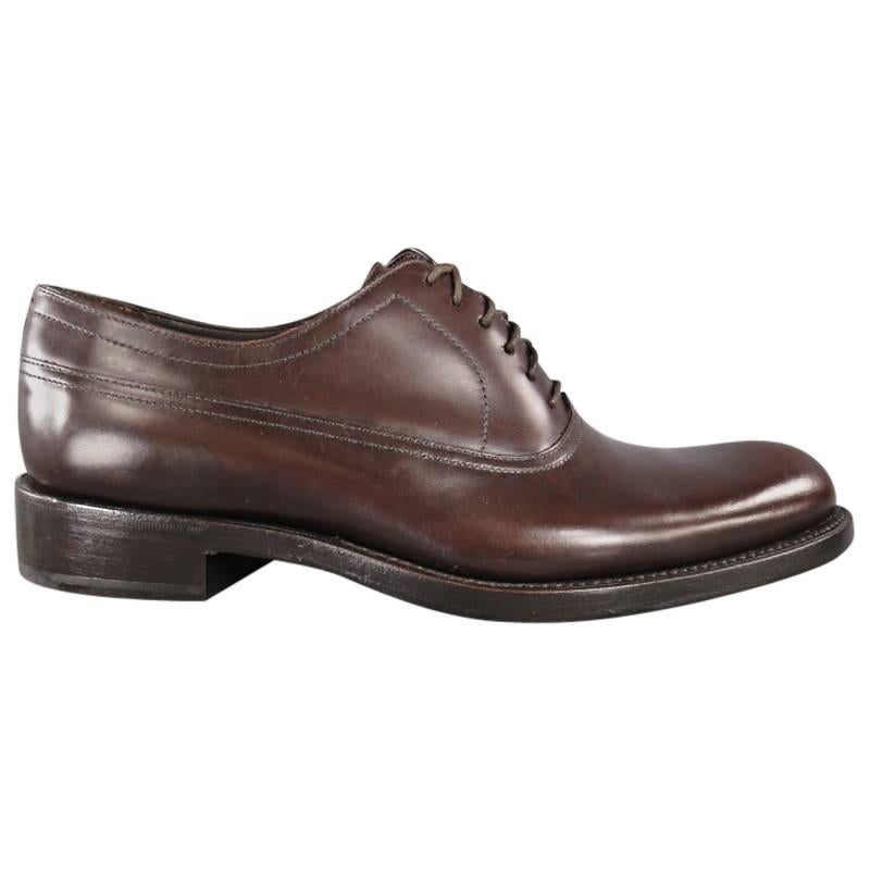 DIOR HOMME Size 7 Brown Leather Pointed Toe Lace Up Derby