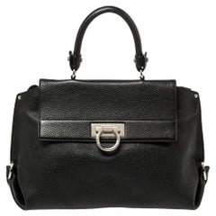 Salvatore Ferragamo Black Leather Medium Sofia Top Handle Bag