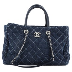 Chanel Coco Handle Shopping Tote Quilted Denim Large