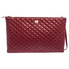 Dolce & Gabbana Red Quilted Leather Pouch