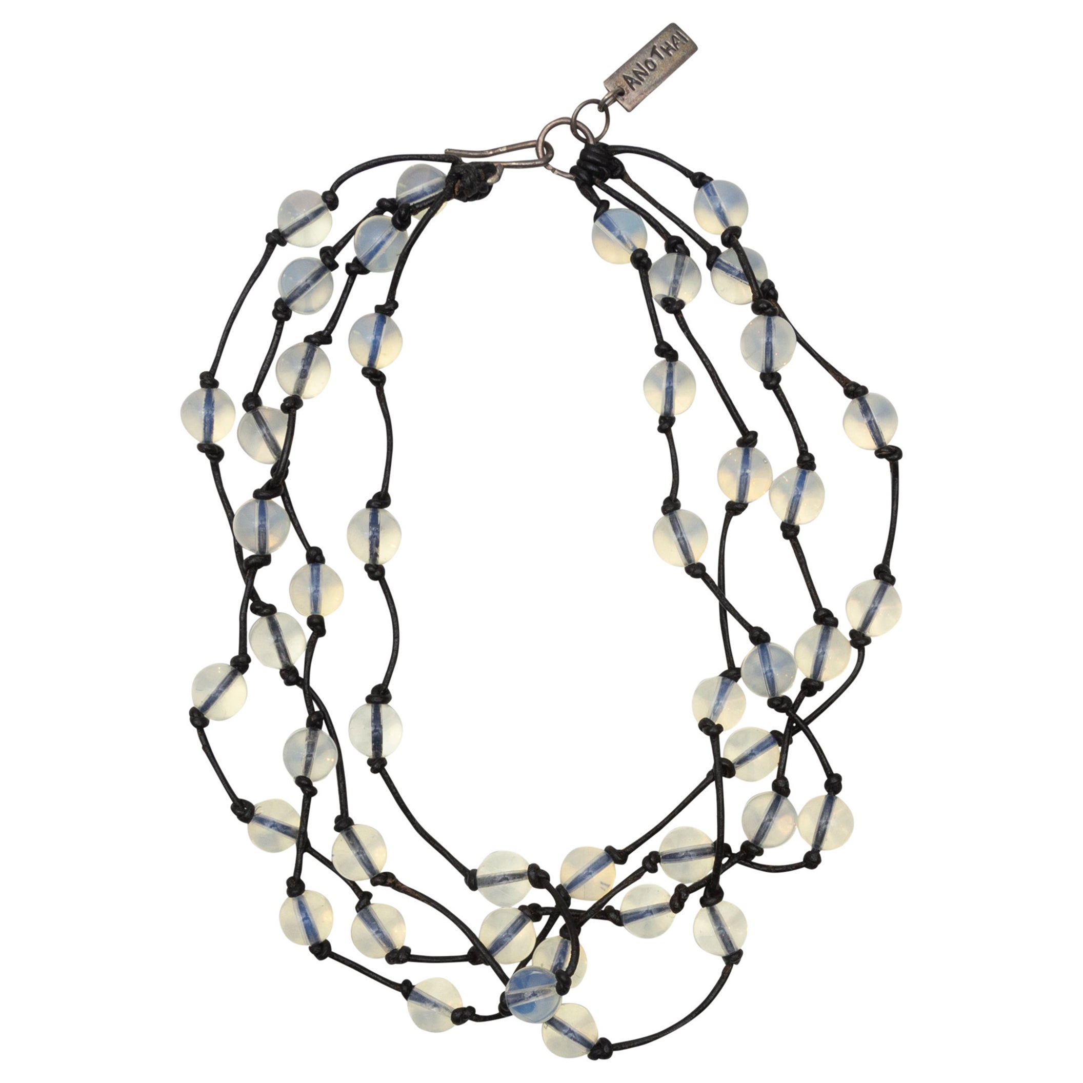 Anothai Hansen Light Blue & Black Multistrand Quartz Necklace