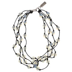 Anothai Hansen Light Blue & Black Multistrand Quartz Necklace