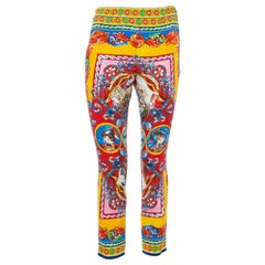 Dolce & Gabbana Multicolor Caretto Printed Silk Cropped Pants S