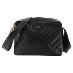 Chanel Vintage CC Camera Shoulder Bag Diagonal Quilted Caviar Medium