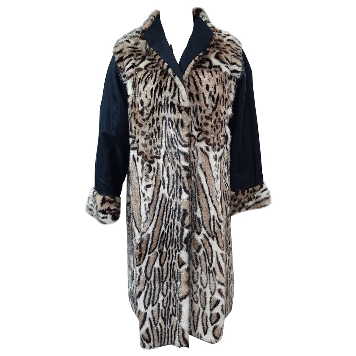 Manteau de fourrure d'ocelot taille 14 comme neuf en vente