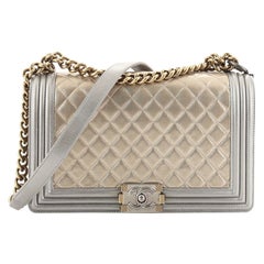 Chanel Bicolor Boy Flap Tasche gesteppt metallischen Kalbsleder neue Medium