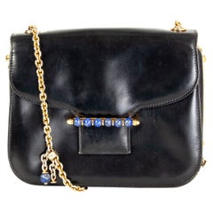 GUCCI black leather LAPIS EMBELLISHED VINTAGE Shoulder Bag