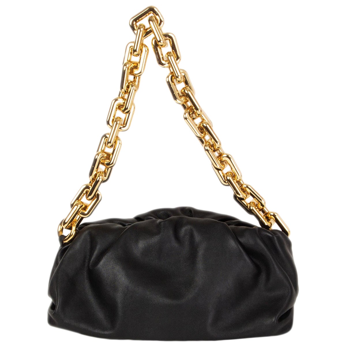 BOTTEGA VENETA black leather CHAIN POUCH Shoulder Bag