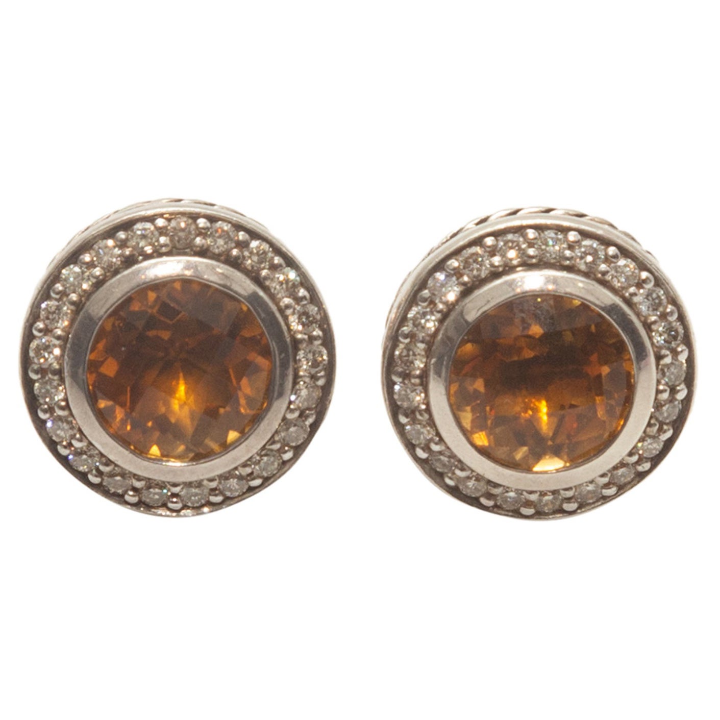 David Yurman Citrine & Diamond Sterling Silver Stud Earrings