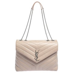 Used Saint Laurent Pink Matelassé Leather Medium Loulou Shoulder Bag