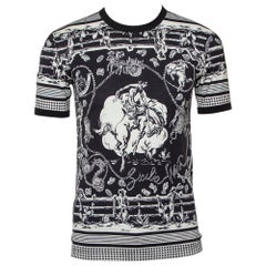 Dolce & Gabbana Maglietta monocromatica stampata in cotone a girocollo XS