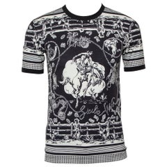 Dolce & Gabbana Monochrome Printed Cotton Crewneck T-Shirt XS