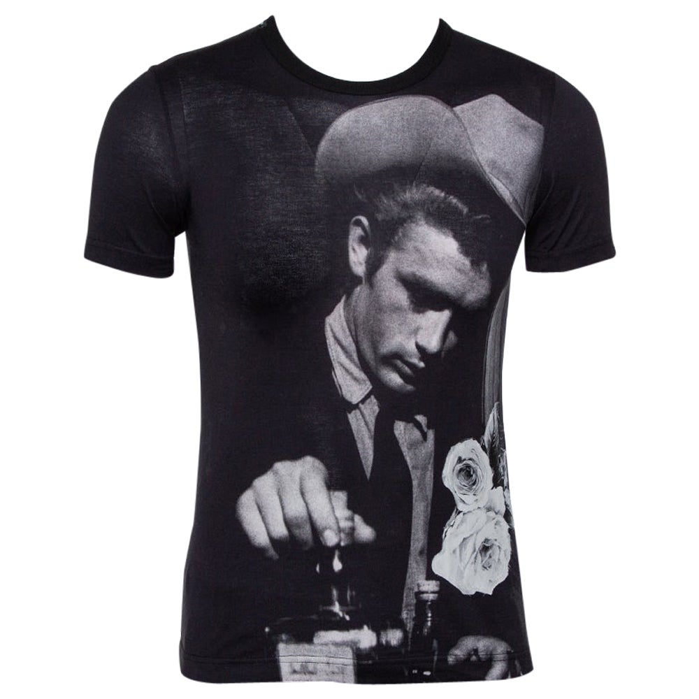 Dolce & Gabbana Black Cotton James Dean Printed Crewneck T-Shirt XS For Sale