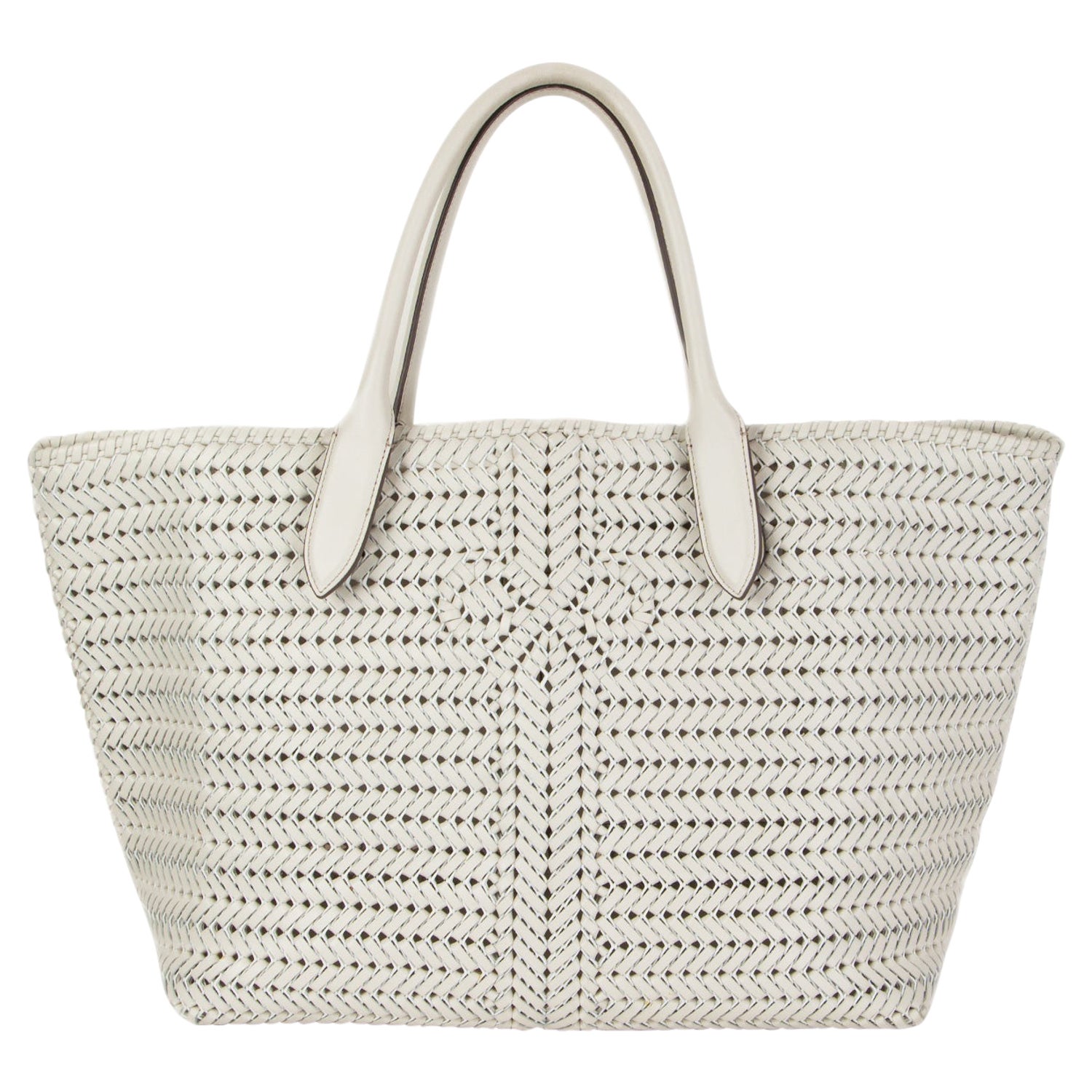 ANYA HINDMARCH white woven leather NEESON Tote Bag For Sale at 1stDibs