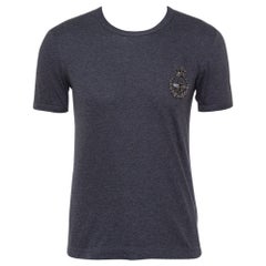 Used Dolce & Gabbana Grey Cotton Crown & Bee Patch T Shirt XS